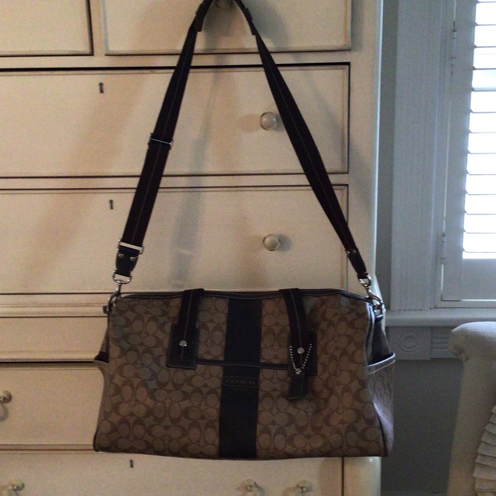 Women’s Coach Brown and Black Large Duffle Bag